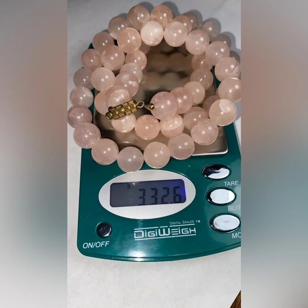 Rose Quartz bead estate necklace. 332.6 g 1970’s vintage. HEAVY!! - Picture 5 of 7